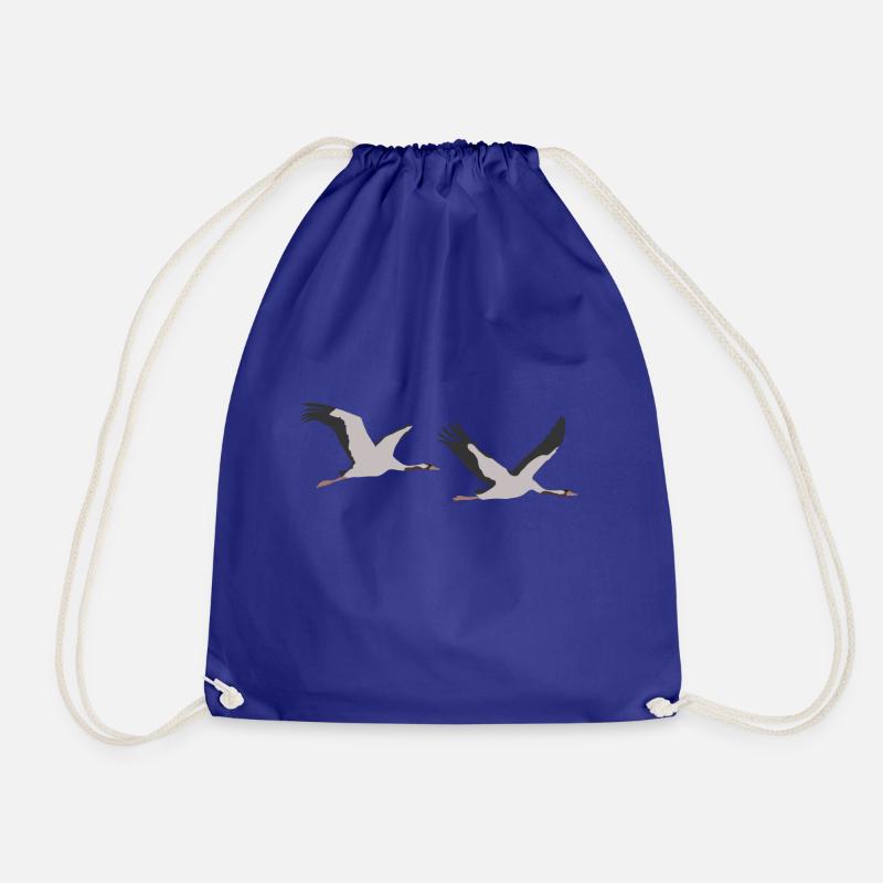 Cranes, Commoncrane, Eurasian Crane - Drawstring Bag - royal blue