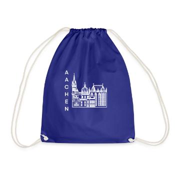 City of Aachen, cathedral, lineart - Drawstring Bag - royal blue - Front