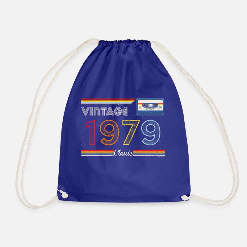 Vintage Cassette 1979 - Drawstring Bag - royal blue