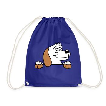 chien derrière le mur clôture signe regarder heureux mignon - Sac de sport léger - bleu roi - Devant