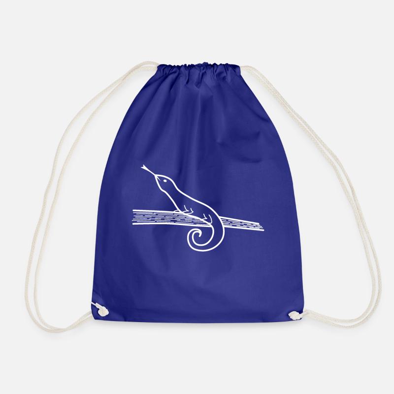 Lizard on tree branch - Drawstring Bag - royal blue