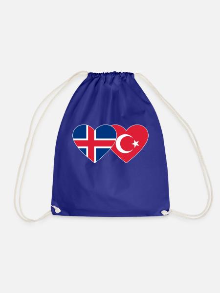 Island Türkei Flagge Herz - Turnbeutel - Königsblau