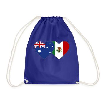 Australia Mexico Flag Heart - Drawstring Bag - royal blue - Front