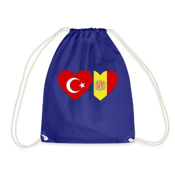 Turkey Andorra Flag Heart - Drawstring Bag - royal blue - Front