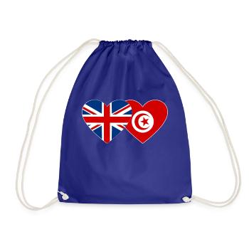Großbritannien Tunesien Flagge Herz - Turnbeutel - Königsblau - Vorne