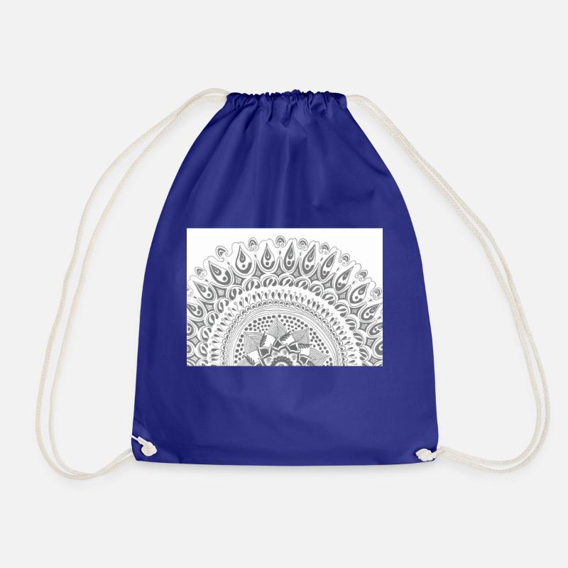 Mandala Around Half Moon - Drawstring Bag - royal blue