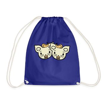 2 sucettes chats Deux petits frères et sœurs jumeaux - Sac de sport léger - bleu roi - Devant