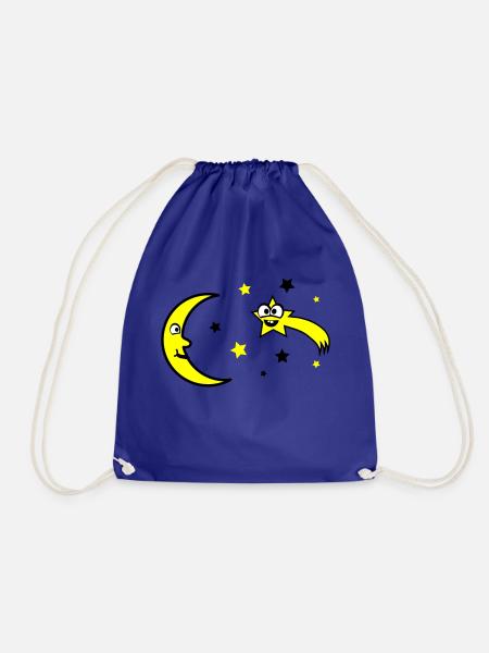 Moon and stars - Drawstring Bag - royal blue