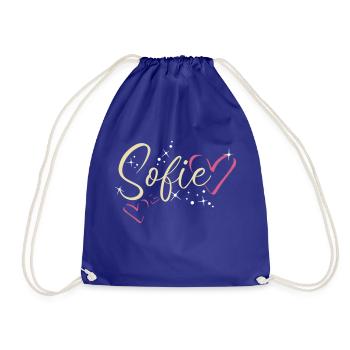 Sofie Surname First name Calligraphy Heart - Drawstring Bag - royal blue - Front