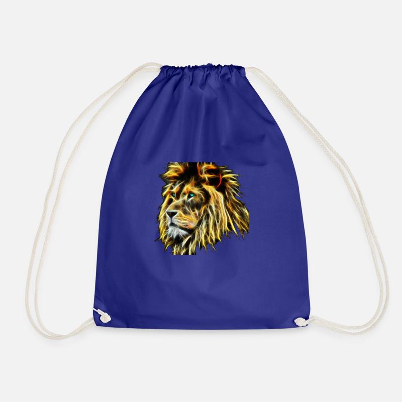 Neon Lion's Head - Drawstring Bag - royal blue