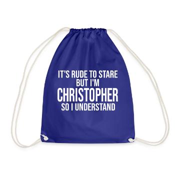 Vorname Christopher Name Christopher Geschenk - Turnbeutel - Königsblau - Vorne