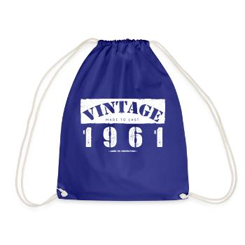 62 Year Old: Vintage Classic 1961 62nd Birthday - Drawstring Bag - royal blue - Front