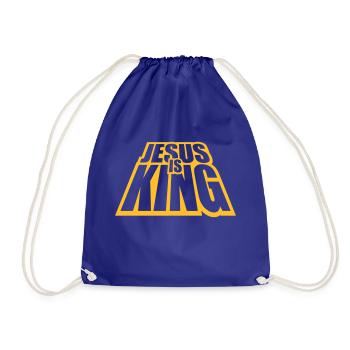 jesus is king quote - Drawstring Bag - royal blue - Front