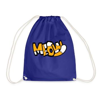 Meow Cat Comic Text Meow Funny Cartoon Quote - Drawstring Bag - royal blue - Front