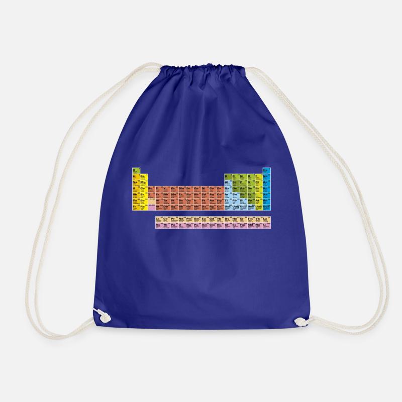 periodic table in colour with white lines - Drawstring Bag - royal blue
