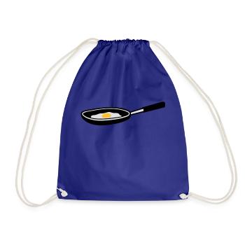 egg_in_pan - Drawstring Bag - royal blue - Front