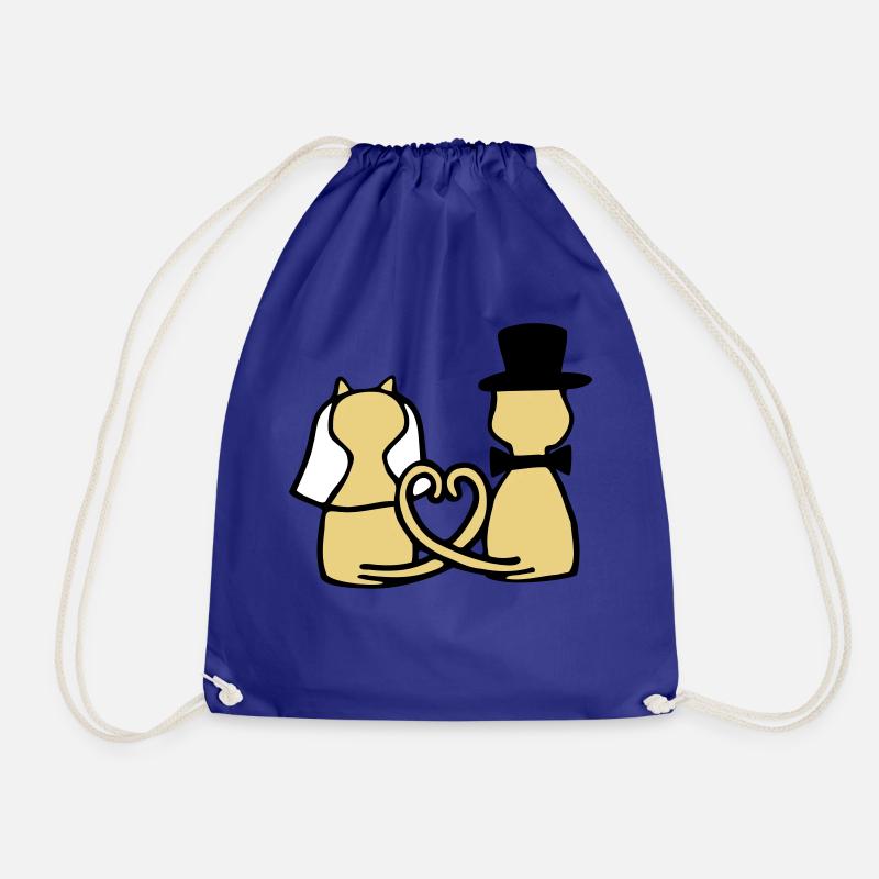 cat wedding - Drawstring Bag - royal blue