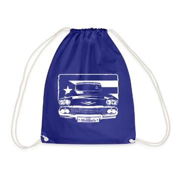 Kubanische Flagge und amerikanisches Retro-Auto - Almendron - Turnbeutel - Königsblau - Vorne