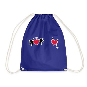 Heart angel devil - Drawstring Bag - royal blue - Front