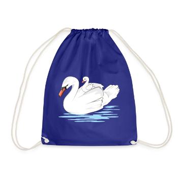 Une maman cygne blanc et son bébé - Sac de sport léger - bleu roi - Devant
