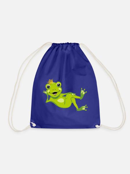Lächelnder glücklicher Frosch mit einer Krone auf dem Kopf - Turnbeutel - Königsblau