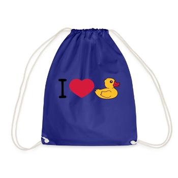 love i love heart squeaky duck rubber duck bath duck - Drawstring Bag - royal blue - Front