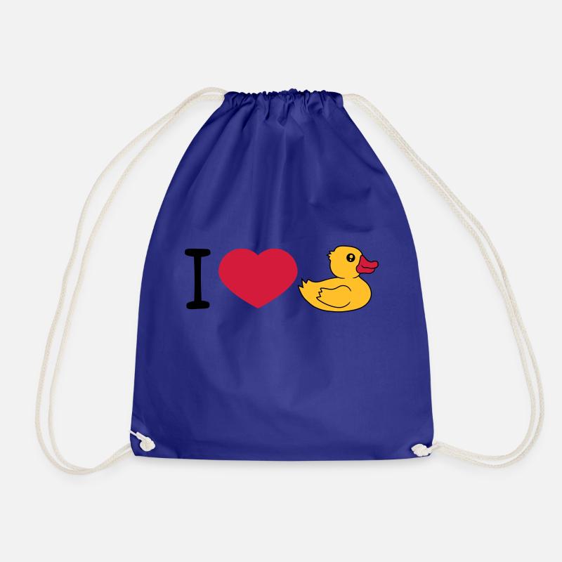 love i love heart squeaky duck rubber duck bath duck - Drawstring Bag - royal blue