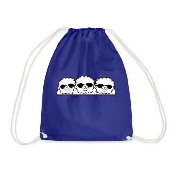 3 DJ Schafe Hinter Zaun Mauer Sonnenbrille Freunde - Turnbeutel - Königsblau - Vorne