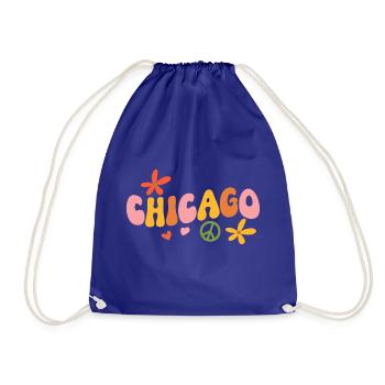 Chicago 70er Jahre Hippie - Turnbeutel - Königsblau - Vorne