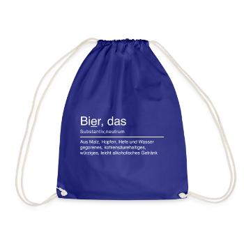 Bier Duden Spruch Lustig Weiß - Turnbeutel - Königsblau - Vorne