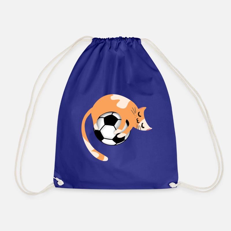 Cat with football - Drawstring Bag - royal blue