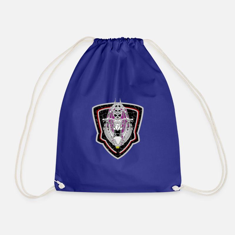 moto skull 3 - Drawstring Bag - royal blue