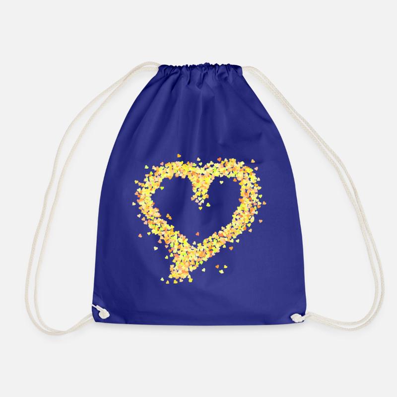 Heart yellow - Drawstring Bag - royal blue