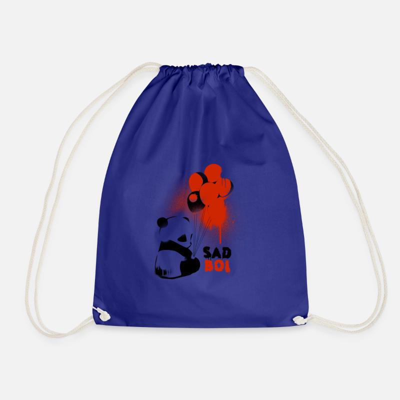 Sad Boi Panda with balloons graffiti - Drawstring Bag - royal blue