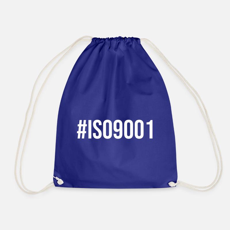 iso 9001 white - Drawstring Bag - royal blue
