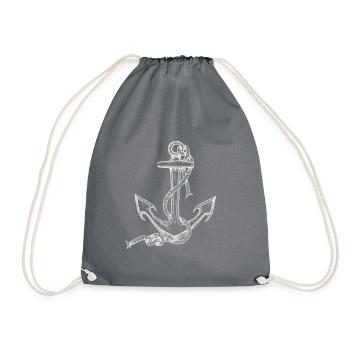 nautic anchor - Drawstring Bag - grey - Front