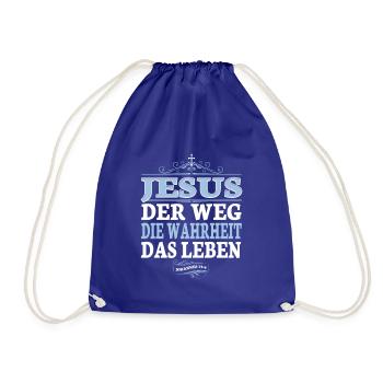 Jesus Christus Shirt Bibelvers Ich bin der Weg - Turnbeutel - Königsblau - Vorne