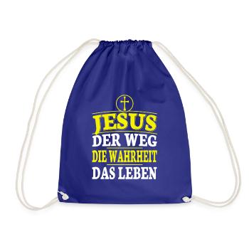 Jesus Christus Bibelvers Ich bin der Weg - Turnbeutel - Königsblau - Vorne