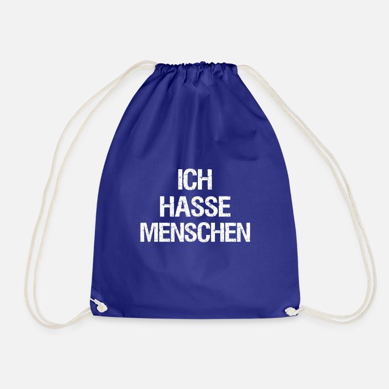 Ich hasse Menschen lustig Geschenkidee - Turnbeutel - Königsblau
