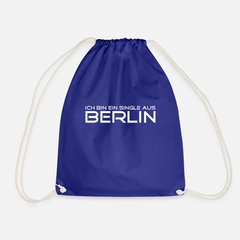 Ich bin ein Single aus Berlin - Weiss - Turnbeutel - Königsblau