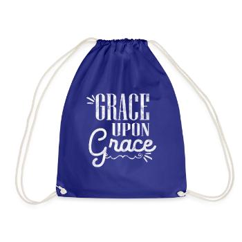 Grace upon Grace christian christian gift - Drawstring Bag - royal blue - Front