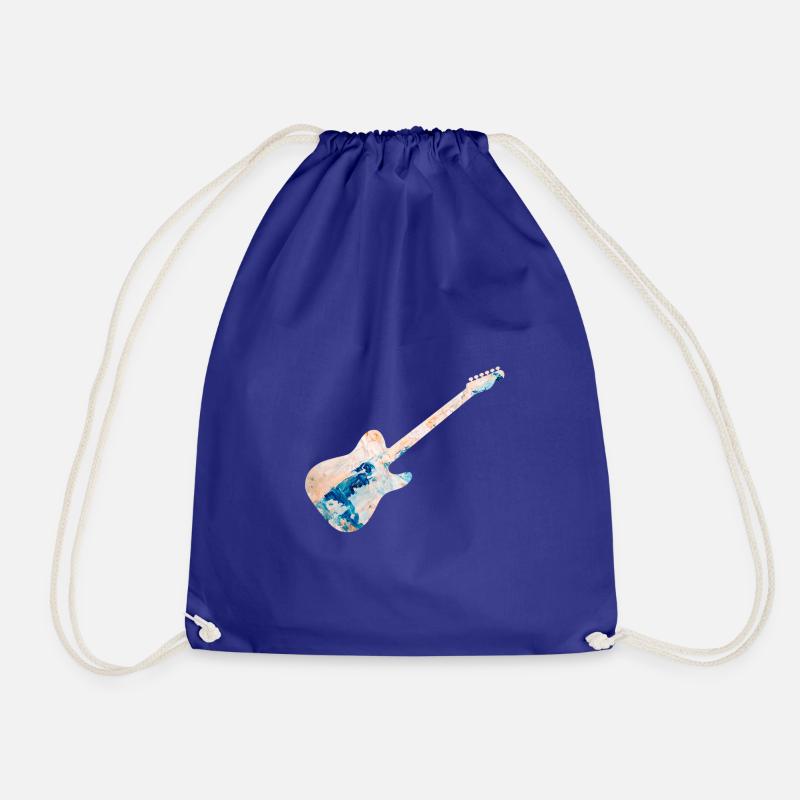 electric guitar - Drawstring Bag - royal blue