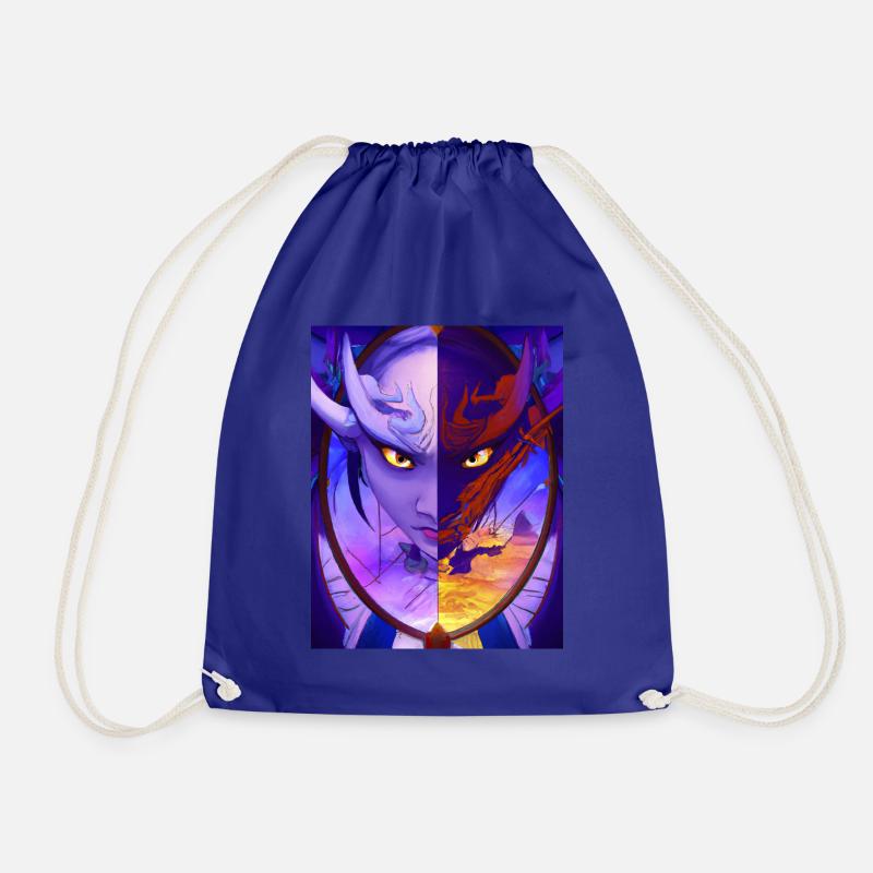 Samurai Dragon View in the Mirror Image - Drawstring Bag - royal blue