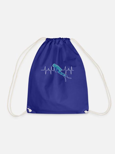 Diving - Diver - Scuba Diving - Heartbeat - Drawstring Bag - royal blue