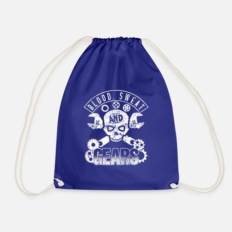 Blood Sweat Gears Motorcycles - Drawstring Bag - royal blue