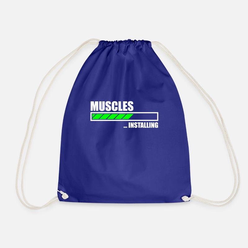 Installing Muscles Funny Gym - Drawstring Bag - royal blue