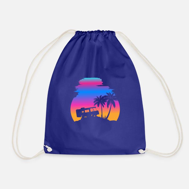 camper sunset - Drawstring Bag - royal blue