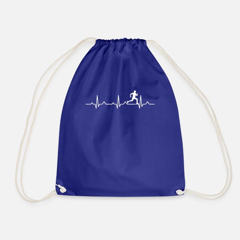 Heartbeat Running Jogging - Drawstring Bag - royal blue