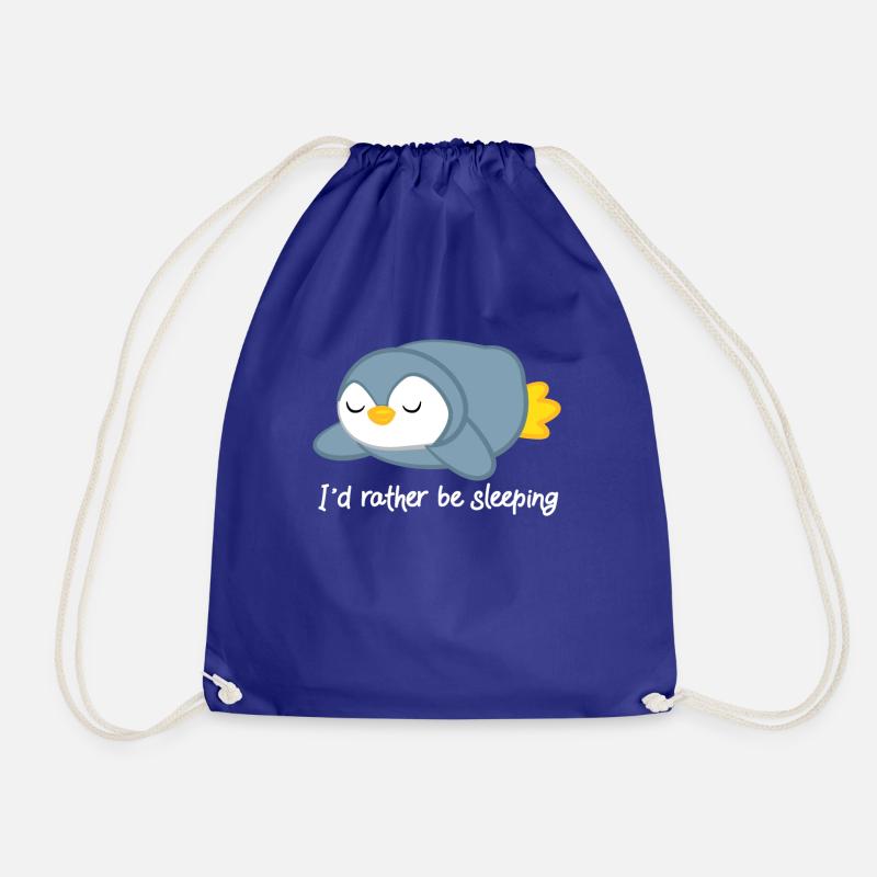 Penguin - penguins - penguin motif - sleeping - Drawstring Bag - royal blue