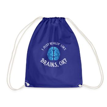 I love brains neurology neurologist gift - Drawstring Bag - royal blue - Front